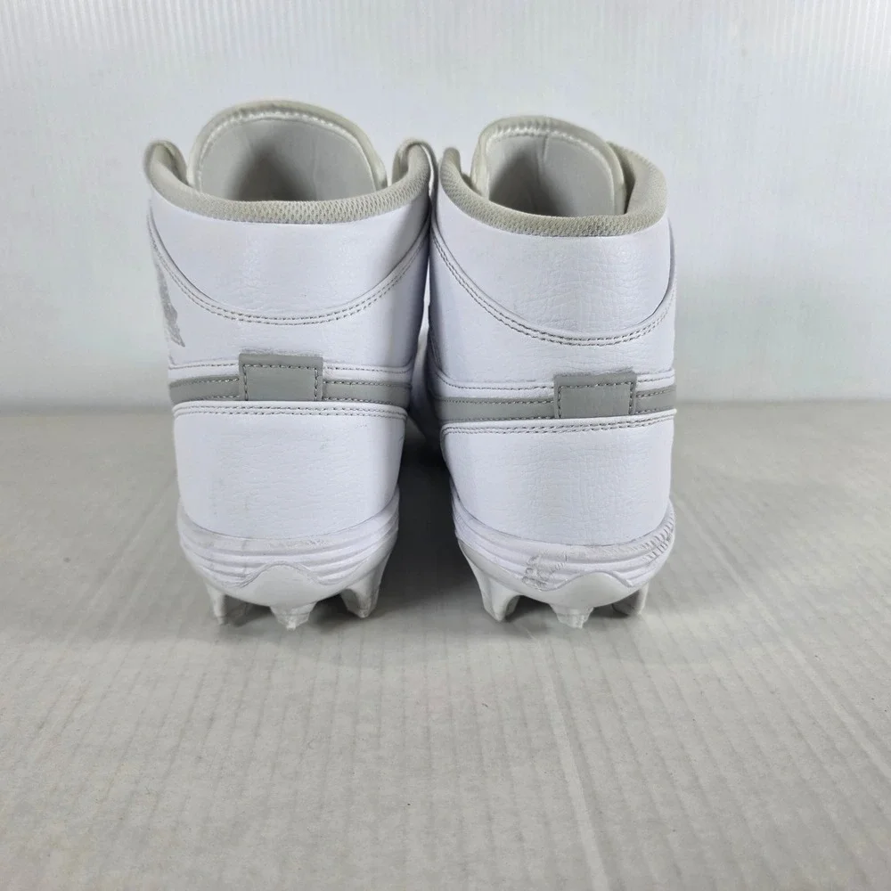 Nike Air Jordan 1 Retro Mid TD Football Cleats White Grey Fog Size 12 FJ6805-101